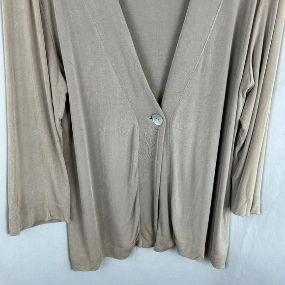 Chico's‎ Travelers Cardigan Sweater Women 3 US XL Tan Beige One Button Stretch - Picture 4 of 6